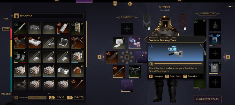 dune awakening vehicle backup tool